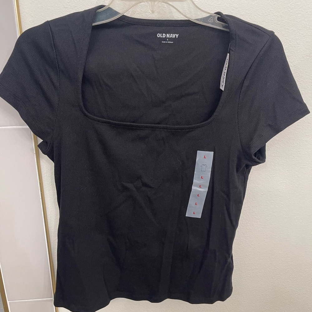 Old Navy Black Ribbed Square Neck Women's Top